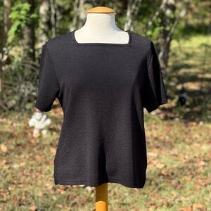 Sag Harbor Black Square Neck Top Size Large